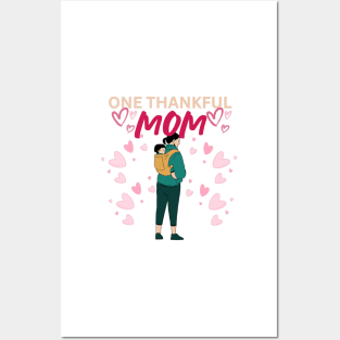 One Thankful Mom - Heart Illustration Posters and Art